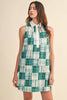 Plaid Patchwork Collared A-Line Mini Dress