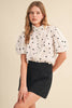 Polka Dot Ruffled Button Down Top