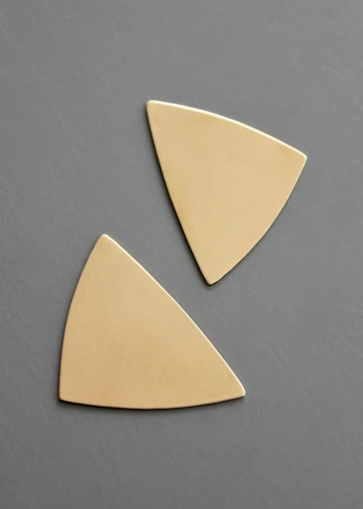 Geometric Triangle Brass Post Earrings