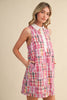 Plaid Patchwork Collared A-Line Mini Dress