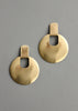 Geometric Round Brass Post Earrings