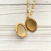 Rhinestone Etched Oval Locket Necklace