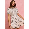 Polka Dot Smocked Bodice Puff Sleeve Mini Dress