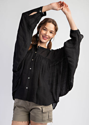 Button Front Dolman Top