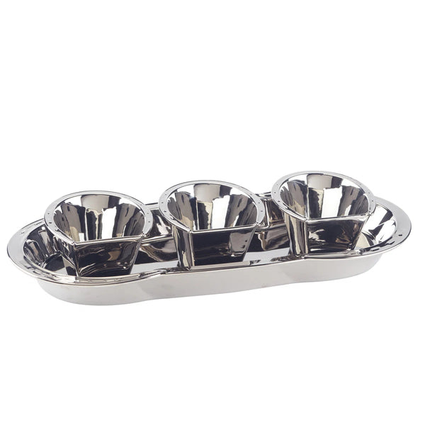 Silver Plated 3-D Horseshoe 4 pc Tray Set