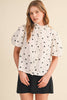 Polka Dot Ruffled Button Down Top