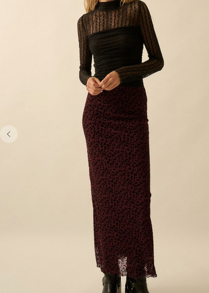 Leopard Mesh Maxi Skirt