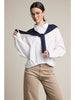 Button Down Shirt with Knit Shawl Set