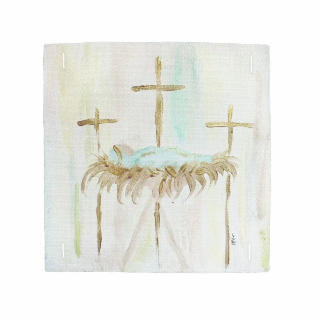 BRIDGETT'S BABY JESUS & CROSSES SQUARE PILLOW