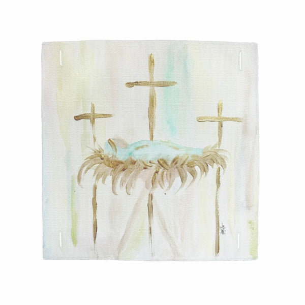 BRIDGETT'S BABY JESUS & CROSSES SQUARE PILLOW