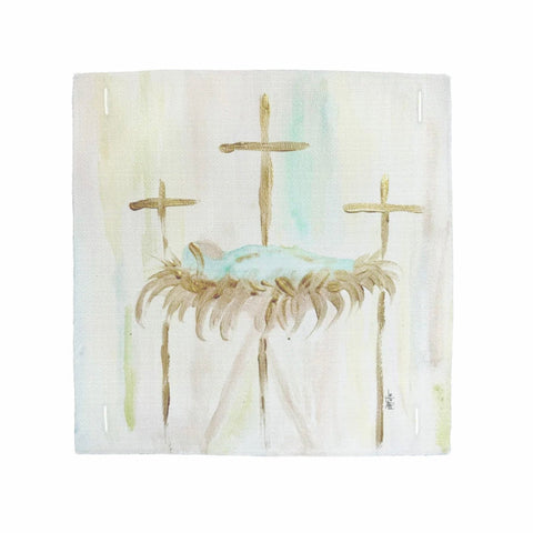 BRIDGETT'S BABY JESUS & CROSSES SQUARE PILLOW