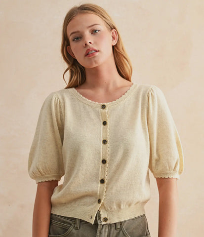 Cream Cardigan Top
