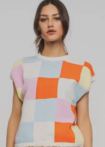Multi-Check Sweater Top