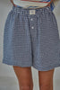 By Together - L9496 | Woven Polyester Gingham Print Gingham Shorts - Navy White