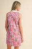 Plaid Patchwork Collared A-Line Mini Dress