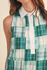 Plaid Patchwork Collared A-Line Mini Dress
