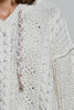 Oversize Fit V-Neck Hooded Cable Knit Chenille Sweater