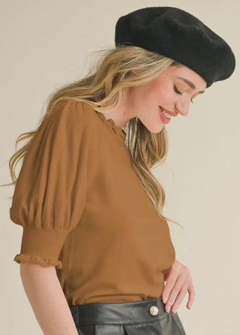 Ruffle Puff Sleeve Top