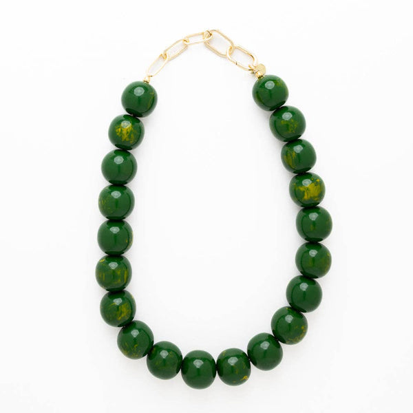 INK + ALLOY - Iris Large Resin Bead Necklace Green
