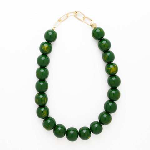 INK + ALLOY - Iris Large Resin Bead Necklace Green