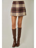 Multi Plaid Wool Blend Mini Skirt