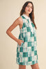 Plaid Patchwork Collared A-Line Mini Dress