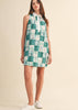 Plaid Patchwork Collared A-Line Mini Dress