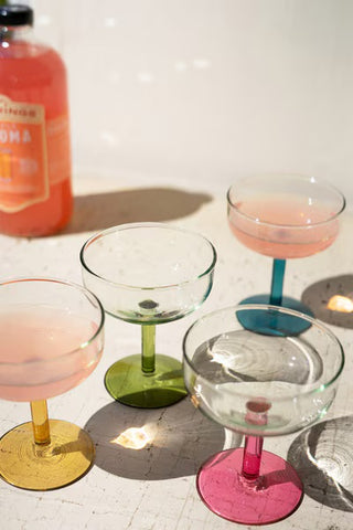 Coupe Glass with Colored Stem