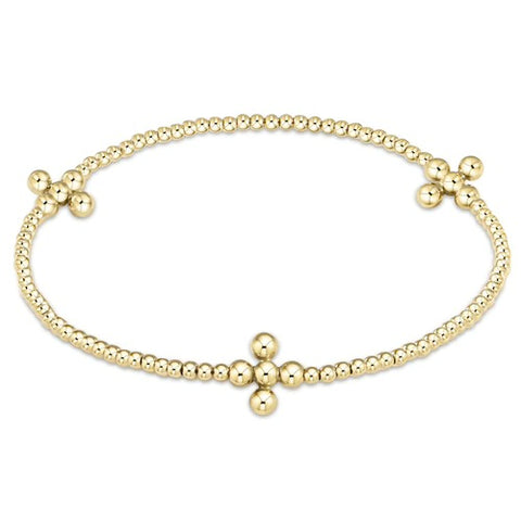 Signature Cross Gold Pattern 2mm bead bracelet - classic beaded signature cross gold - 3mm bead gold