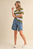 Striped Sweater Knit Short Sleeve Polo