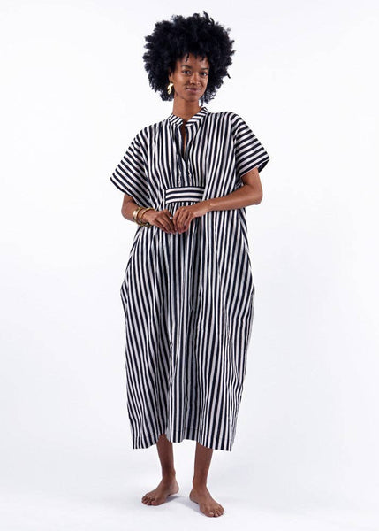 INK + ALLOY - Margot Stripe Kaftan Black + White