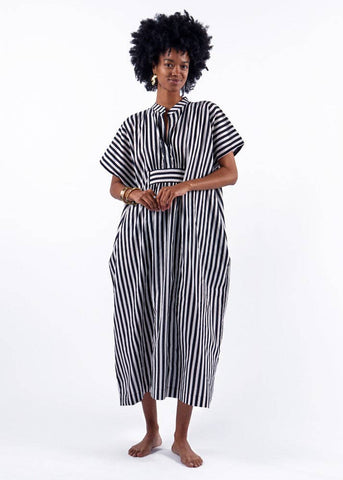 INK + ALLOY - Margot Stripe Kaftan Black + White