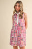 Plaid Patchwork Collared A-Line Mini Dress