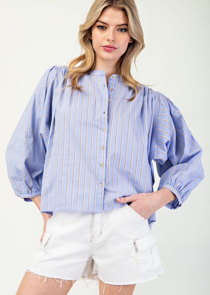 Stripe Button Front Top