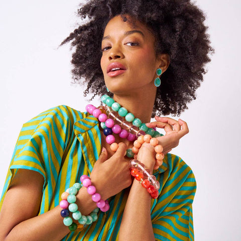 INK + ALLOY - Margot Stripe Kaftan Aqua + Chartreuse