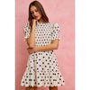 Polka Dot Smocked Bodice Puff Sleeve Mini Dress