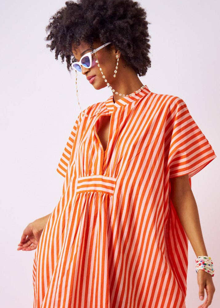 INK + ALLOY - Margot Stripe Kaftan Coral + Blush