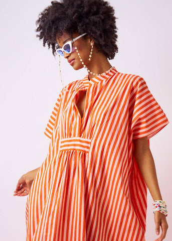 INK + ALLOY - Margot Stripe Kaftan Coral + Blush