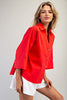 Back Pleat Button Down Top