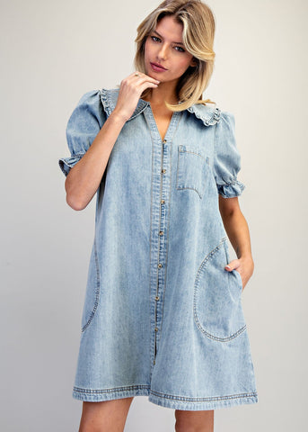 Peter Pan Collar Denim Dress
