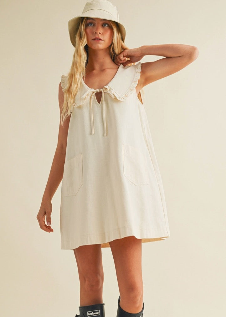 Ecru Collared Mini Dress