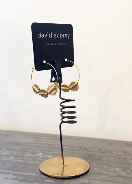 Brass Disc Hoop Earrings