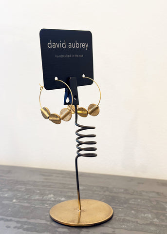 Brass Disc Hoop Earrings