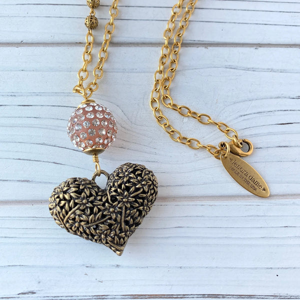 Brass Heart Pendant Necklace