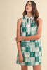 Plaid Patchwork Collared A-Line Mini Dress