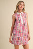 Plaid Patchwork Collared A-Line Mini Dress