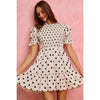 Polka Dot Smocked Bodice Puff Sleeve Mini Dress