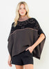 Jacquard Floral Knit Poncho