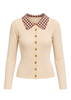 Scallop Edge Collared Button Down Knit Top