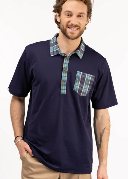The Eastwood Polo - Navy With Camp Plaid